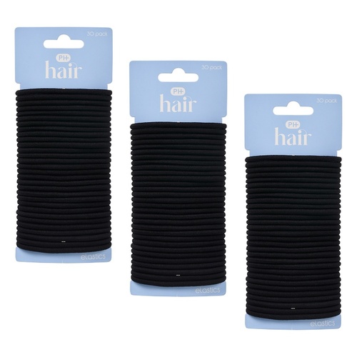 Pharmacy Health Thick Elastics Black 30 Pack Bundle of 3