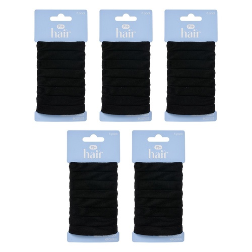 Pharmacy Health Textured Elastics Black 8 Pack Bundle of 5