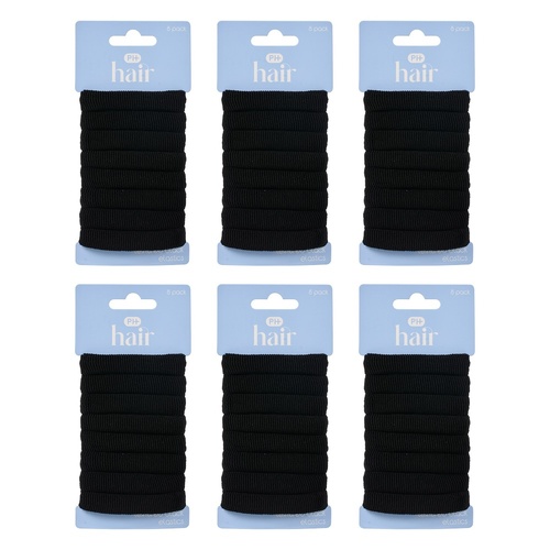 Pharmacy Health Textured Elastics Black 8 Pack Bundle of 6