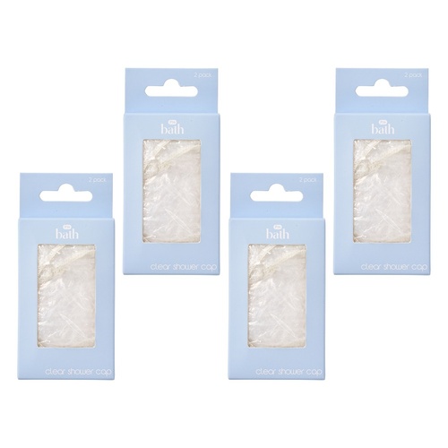 Pharmacy Health Clear Shower Caps 2 Pack Bundle of 4