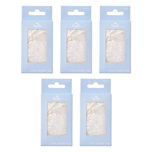 Pharmacy Health Clear Shower Caps 2 Pack Bundle of 5