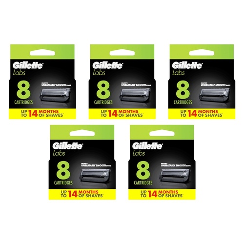 Gillette Labs Razor Blade Refills, 8 Pack Bundle of 5