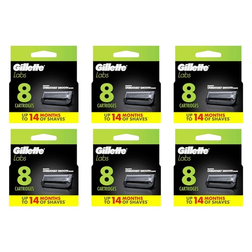 Gillette Labs Razor Blade Refills, 8 Pack Bundle of 6