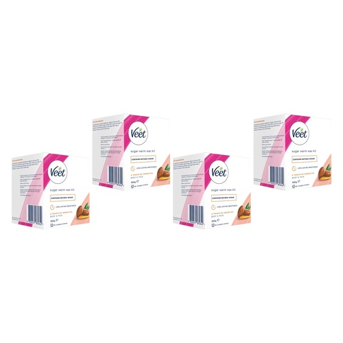 Veet Sugar Warm Wax Hair Removal Kit With Argan Oil 360g Pack of 4
