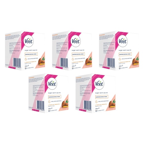 Veet Sugar Warm Wax Hair Removal Kit With Argan Oil 360g Pack of 5