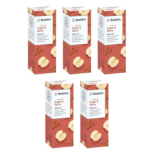 Bosisto's Sugar & Spice Diffuser Oil 10mL Pack of 5