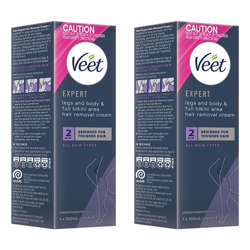 Veet Expert Legs and Body & Full Bikini Hair Removal Cream 100mL Pack of 2