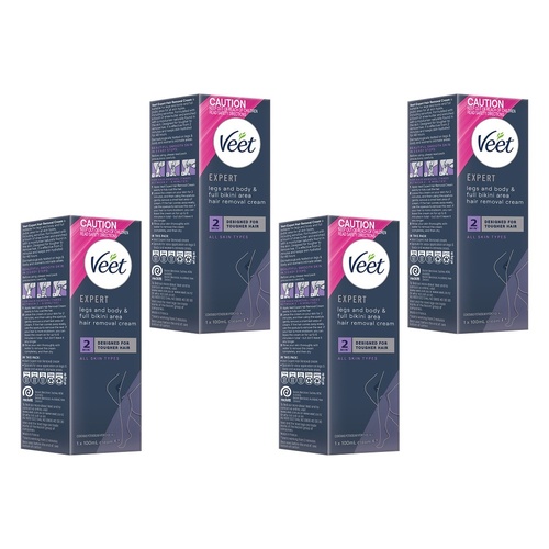 Veet Expert Legs and Body & Full Bikini Hair Removal Cream 100mL Pack of 4