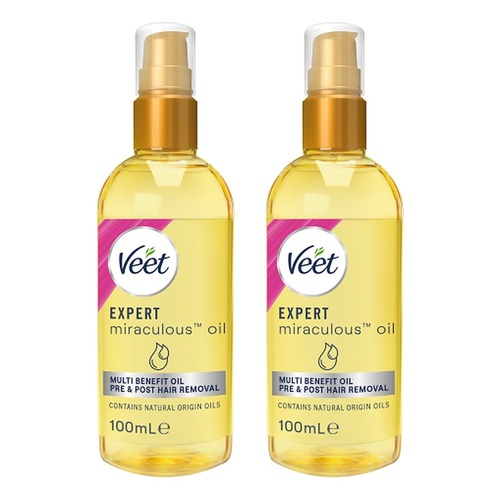 Veet Expert Miraculous Oil for Pre and Post Hair Removal 100mL Pack of 2