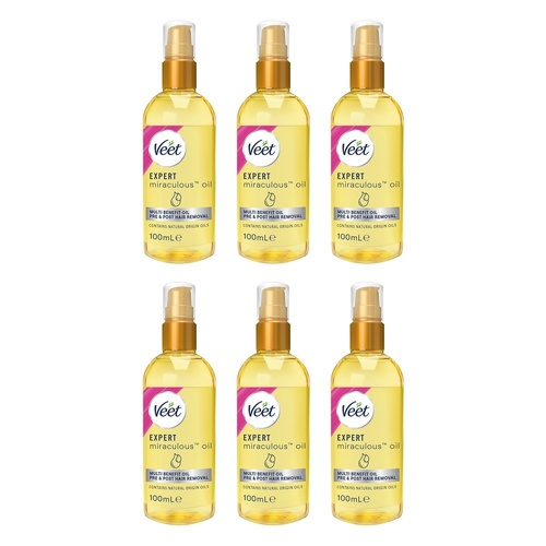 Veet Expert Miraculous Oil for Pre and Post Hair Removal 100mL Pack of 6