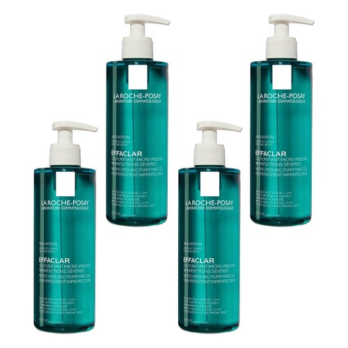 La Roche-Posay Effaclar Micro-Peeling Purifying Gel Cleanser 400mL Pack of 4