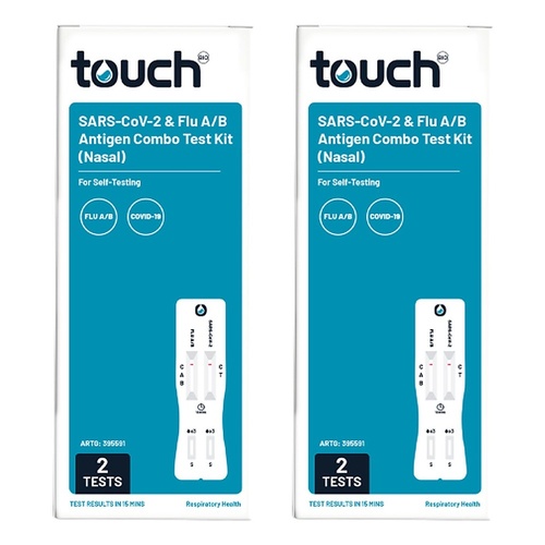TouchBio SARS-CoV-2 & Flu A/B Combo Rapid Antigen Test 2 Pack Bundle of 2