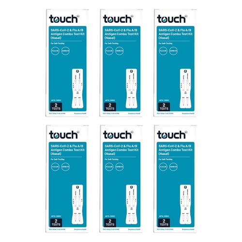TouchBio SARS-CoV-2 & Flu A/B Combo Rapid Antigen Test 2 Pack Bundle of 6