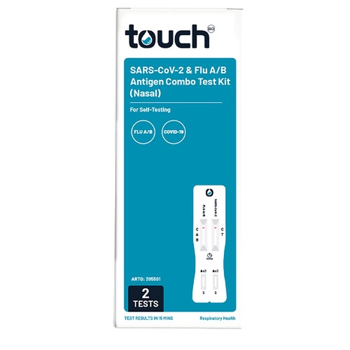 TouchBio SARS-CoV-2 & Flu A/B Combo Rapid Antigen Test 2 Pack