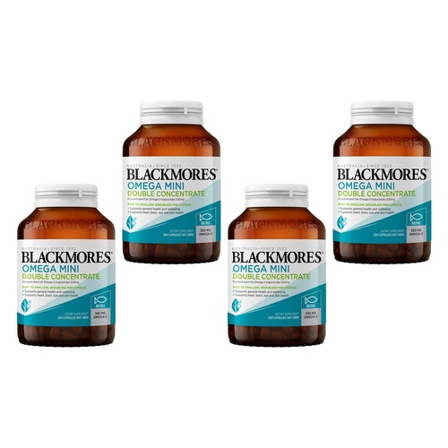 Blackmores Omega Mini Double Concentrate 200 Capsules Pack of 4