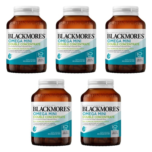 Blackmores Omega Mini Double Concentrate 200 Capsules Pack of 5