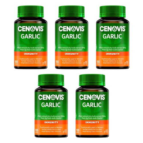 Cenovis Garlic Immune Support 100 Capsules x 3 Bundle of 5