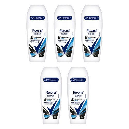 Rexona Advanced Protection 72H Antiperspirant Invisible Dry Fresh Bundle of 5