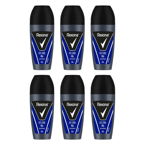 Rexona 48H Antiperspirant Ice Cool Roll-On 50mL x 6 Bundle of 6