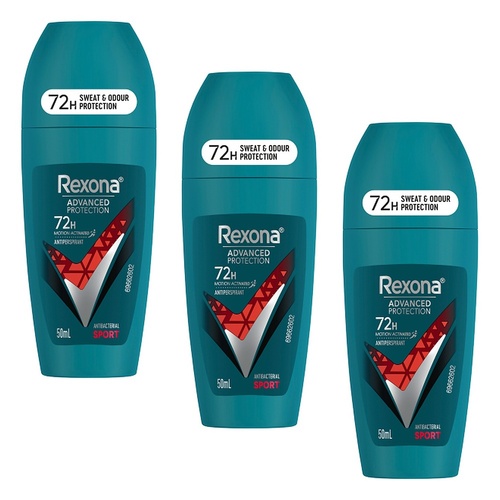 Rexona Advanced Protection Antiperspirant Antibacterial Sport, 72H, Bundle of 3