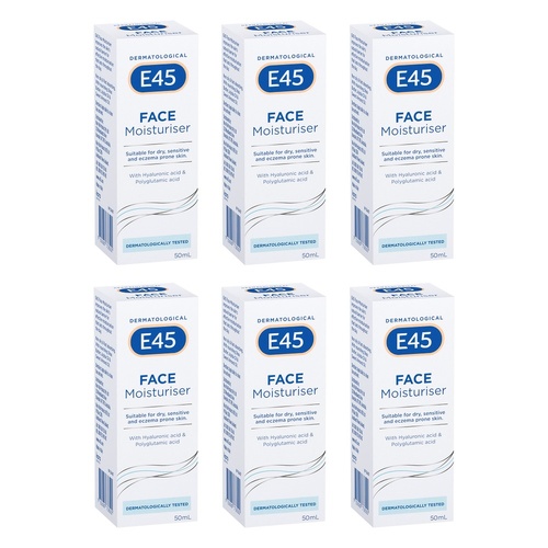 E45 Face Moisturiser 50mL Pack of 6