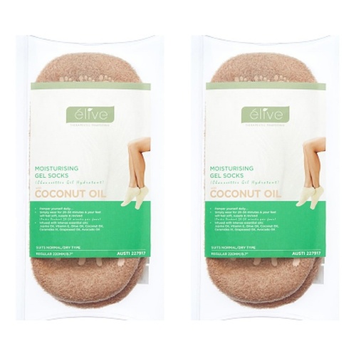 Elive Moisturising Gel Socks with Coconut Oil x 6 Bundle of 2