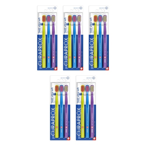 Curaprox Ultra Soft Toothbrush 3 Pack Bundle of 5