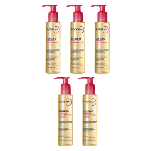 Bioderma Sensibio Micellar Cleansing Oil Makeup Remover 150mL Pack of 5