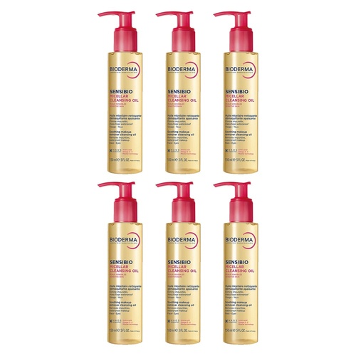 Bioderma Sensibio Micellar Cleansing Oil Makeup Remover 150mL Pack of 6
