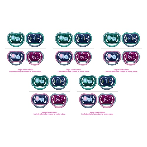 Philips Avent Ultra Air Soother Deco Mixed 18+ Months 2 Pack Bundle of 5
