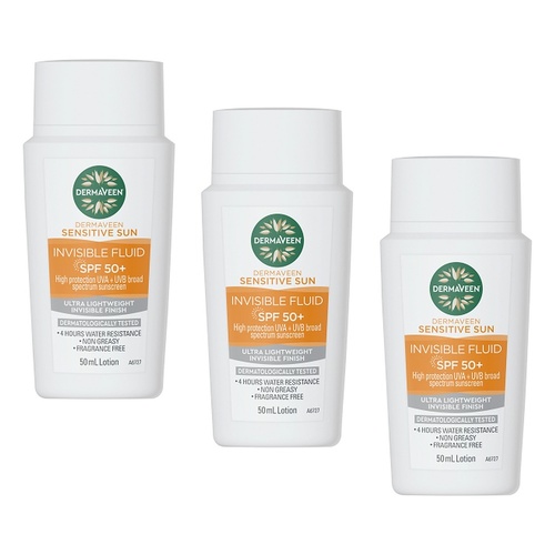 DermaVeen Sensitive Sun Invisible Fluid SPF 50+ 50mL Pack of 3