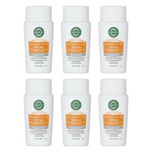 DermaVeen Sensitive Sun Invisible Fluid SPF 50+ 50mL Pack of 6