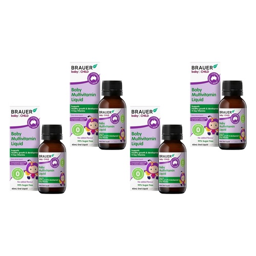 Brauer Baby & Child Multivitamin Liquid 45mL Pack of 4