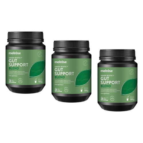 Melrose Health Green Biotic Gut Support Blend Green Apple 195g Pack of 3