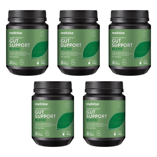 Melrose Health Green Biotic Gut Support Blend Green Apple 195g Pack of 5