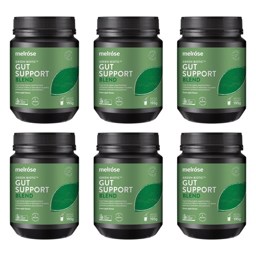Melrose Health Green Biotic Gut Support Blend Green Apple 195g Pack of 6