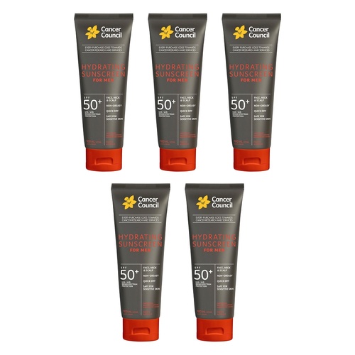 Cancer Council Hydrating Sunscreen For Men SPF 50+ 100mL Pack of 5