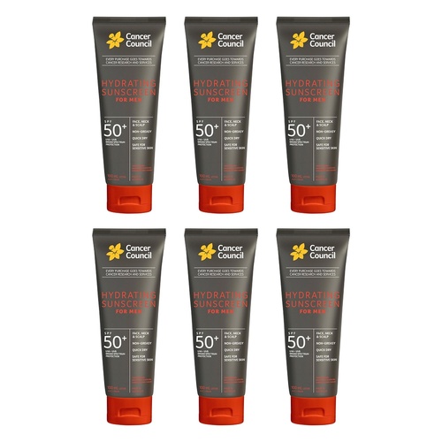 Cancer Council Hydrating Sunscreen For Men SPF 50+ 100mL Pack of 6