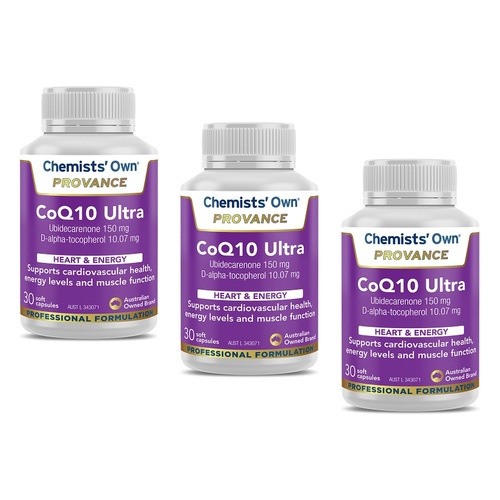 Chemists' Own Provance CoQ10 Ultra 30 Capsules Pack of 3