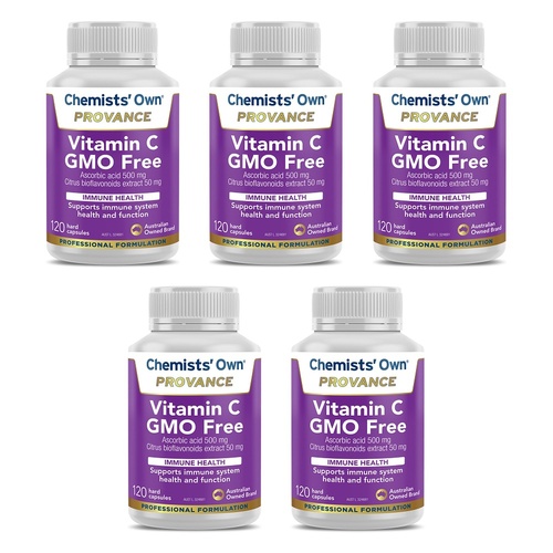 Chemists' Own Provance Vitamin C GMO Free 120 Capsules x 3 Bundle of 5