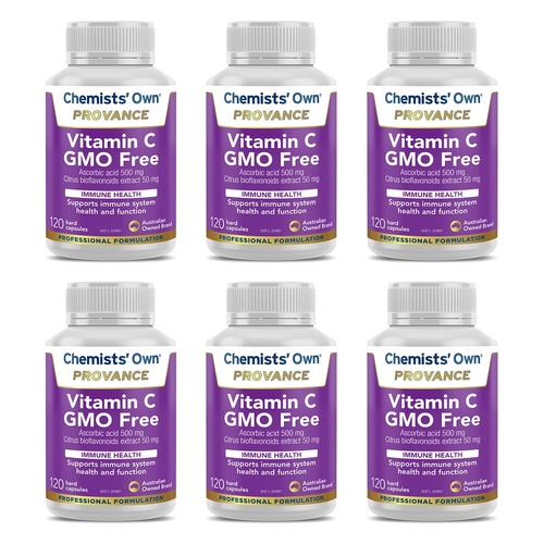 Chemists' Own Provance Vitamin C GMO Free 120 Capsules x 3 Bundle of 6