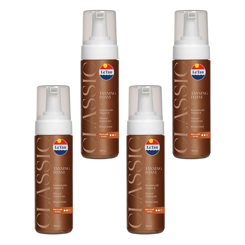 Le Tan Classic Tan Self Tanning Foam Medium Dark 180mL Pack of 4