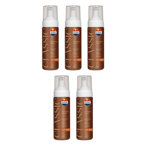 Le Tan Classic Tan Self Tanning Foam Medium Dark 180mL Pack of 5