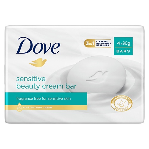 Dove Sensitive Beauty Cream Bar 90g 4 Pack