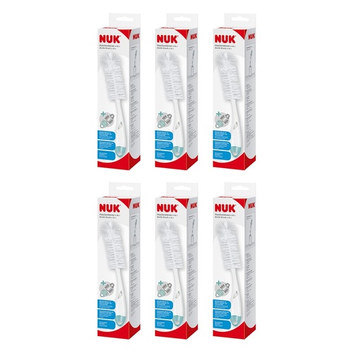 Nuk 2-in-1 Flexible Bottle and Teat Brush Mint Pack of 6