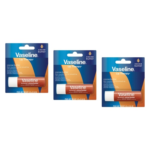 Vaseline Lip Therapy Cocoa Butter Lip Balm 4.8g Pack of 3