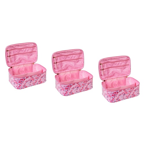 Femme Beaute Train Case Pink Floral Pack of 3