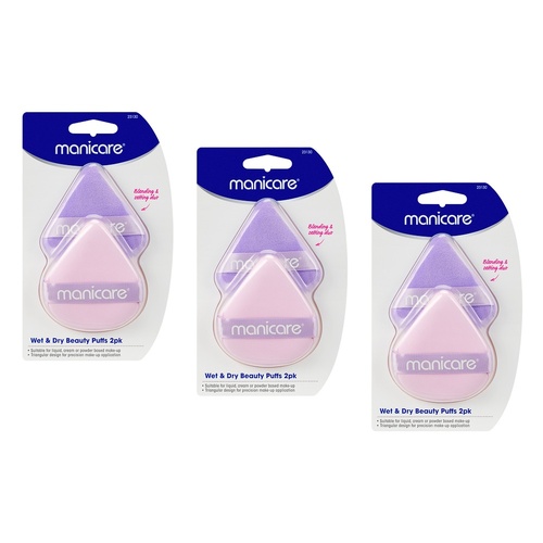 Manicare Wet & Dry Beauty Puffs 2 Pack Bundle of 3