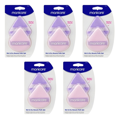 Manicare Wet & Dry Beauty Puffs 2 Pack Bundle of 5