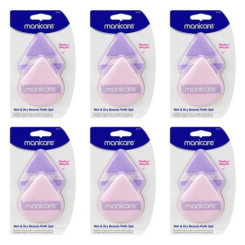 Manicare Wet & Dry Beauty Puffs 2 Pack Bundle of 6